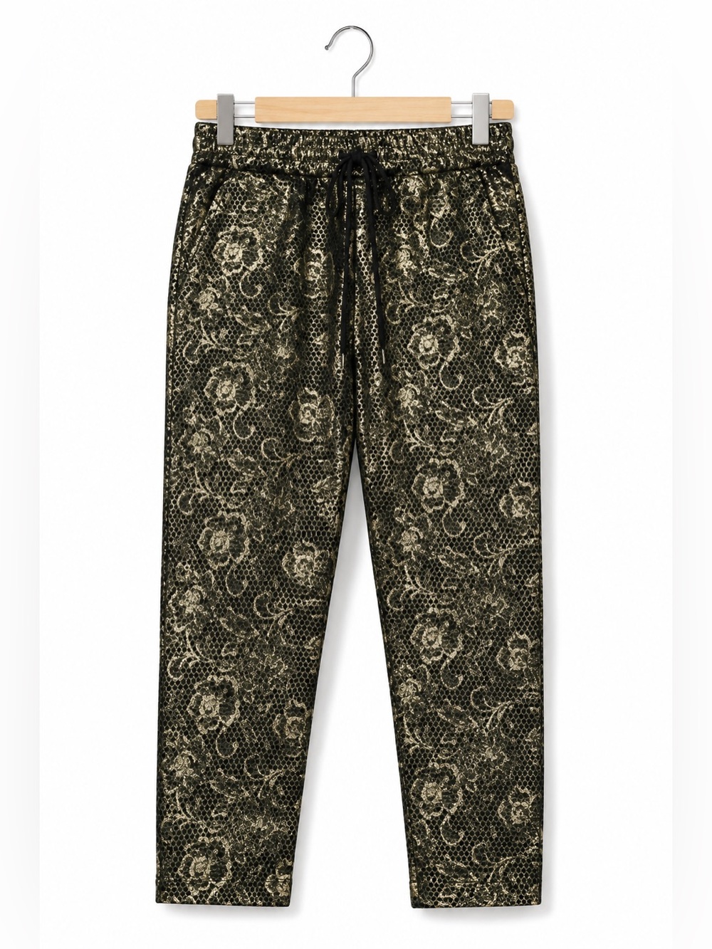 Xhilaration Girls Leggings‎ Size Large 10 12 Gold Black Lace Look NEW